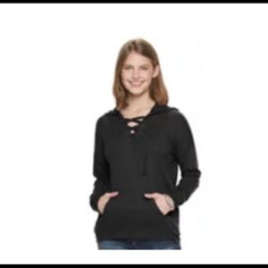 NWT Lace-Up Hooded Long Sleeve